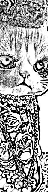 Free colorable bookmarks of a grumpy cat